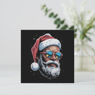 African American Christmas Pajama Xmas Afro Santa  Holiday Card