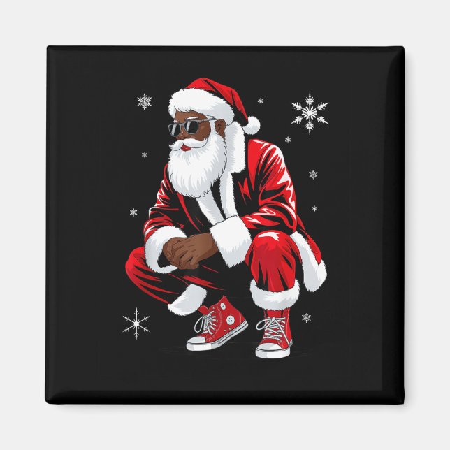 African American Christmas Pajama Xmas Afro Santa  Magnet (Front)