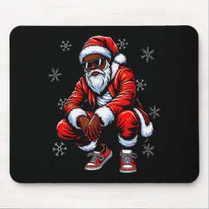 African American Christmas Pajama Xmas Afro Santa  Mouse Pad