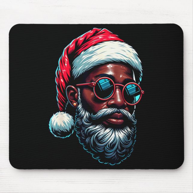 African American Christmas Pajama Xmas Afro Santa  Mouse Pad (Front)