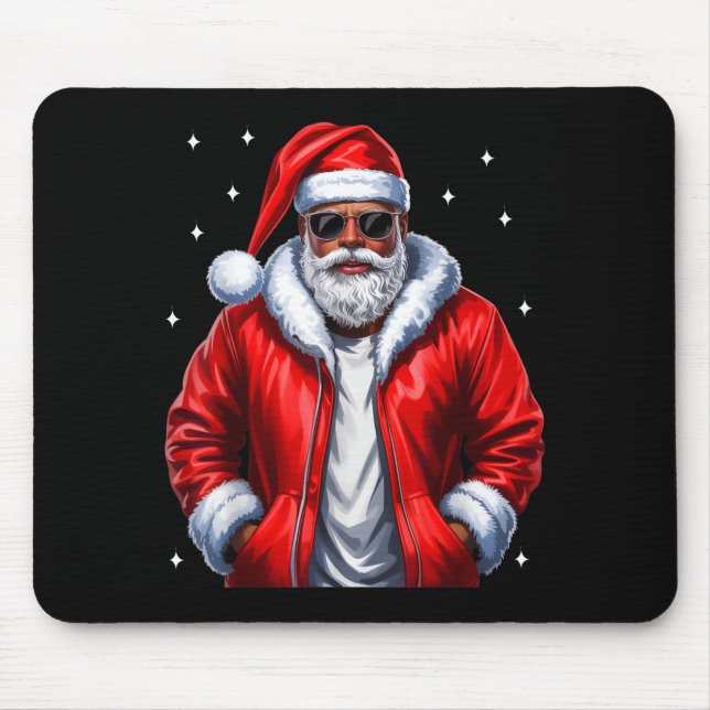 African American Christmas Pajama Xmas Afro Santa  Mouse Pad (Front)
