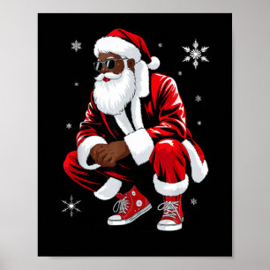 African American Christmas Pajama Xmas Afro Santa  Poster