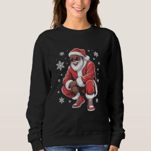 African American Christmas Pajama Xmas Afro Santa Sweatshirt