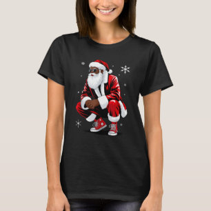 African American Christmas Pajama Xmas Afro Santa T-Shirt