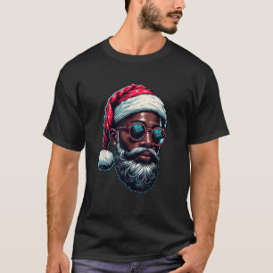 African American Christmas Pajama Xmas Afro Santa  T-Shirt