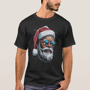 African American Christmas Pajama Xmas Afro Santa T-Shirt