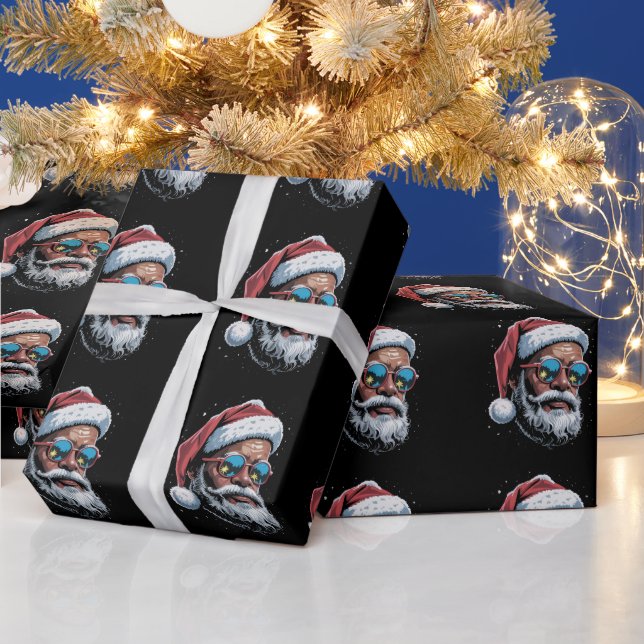 African American Christmas Pajama Xmas Afro Santa  Wrapping Paper (Holidays)