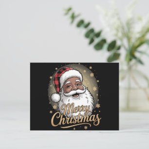 African American Christmas Pajamas Santa Claus  Holiday Postcard