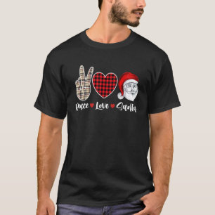 African American Christmas Peace Love Santa Claus T-Shirt