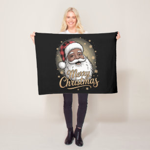 African American Christmas Pyjamas Santa Claus Fleece Blanket