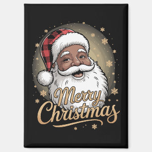 African American Christmas Pyjamas Santa Claus Magnet