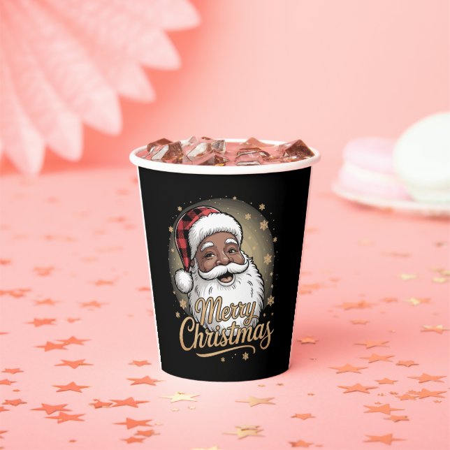 African American Christmas Pyjamas Santa Claus  Paper Cups (Insitu)