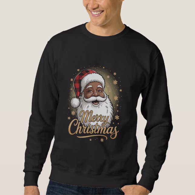 African American Christmas Pyjamas Santa Claus  Sweatshirt (Front)