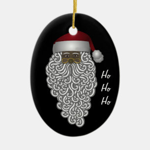 African American Christmas Santa Claus Custom Ceramic Ornament