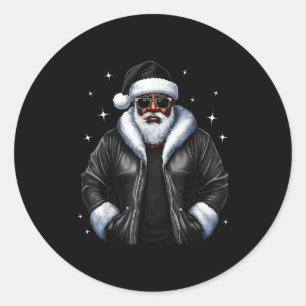 African American Christmas Xmas Afro Santa Claus Classic Round Sticker