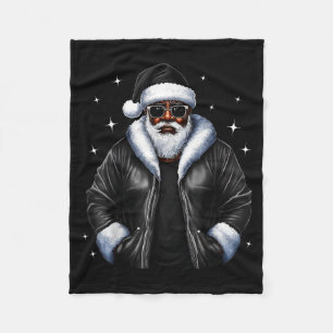 African American Christmas Xmas Afro Santa Claus Fleece Blanket