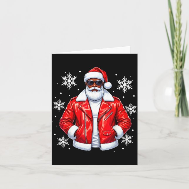 African American Cool Santa Claus Christmas Pajama Card (Front)
