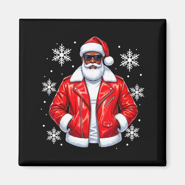 African American Cool Santa Claus Christmas Pajama Magnet (Front)