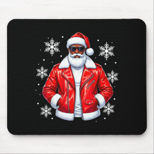 African American Cool Santa Claus Christmas Pajama Mouse Pad