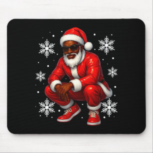 African American Cool Santa Claus Christmas Pajama Mouse Pad