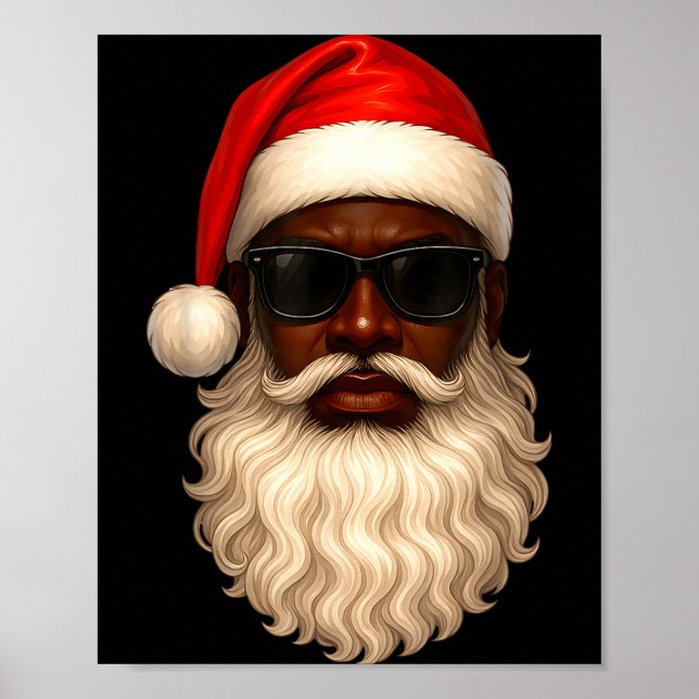 African American Cool Santa Claus Christmas Pajama Poster (Front)