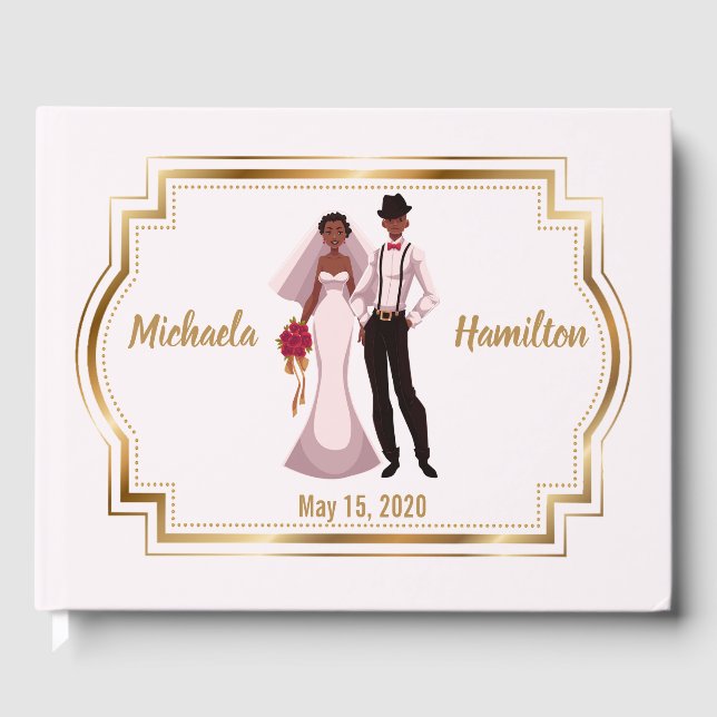 african american couple wedding guestbook (Front)