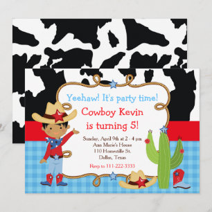 African American Cowboy Western Birthday Party Invitation