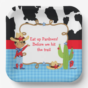 African American Cowboy Western Birthday Party Paper Plate
