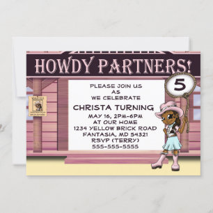 African American Cowgirl Birthday Party Invitation
