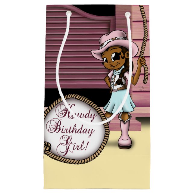 African American Cowgirl Birthday Small Gift Bag (Front)