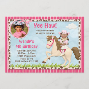 African American Cowgirl Horse Birthday Party Invitation