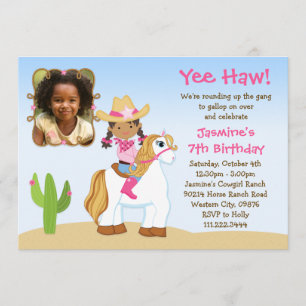 African American Cowgirl Horse Birthday Party Invitation