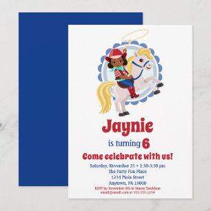 African American Cowgirl Horse Rodeo Birthday Invitation