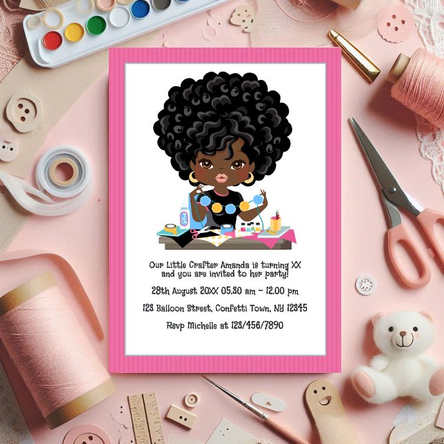 African American Crafting-Themed Birthday Party Invitation (African American Crafting-Themed Birthday Party Invitation)
