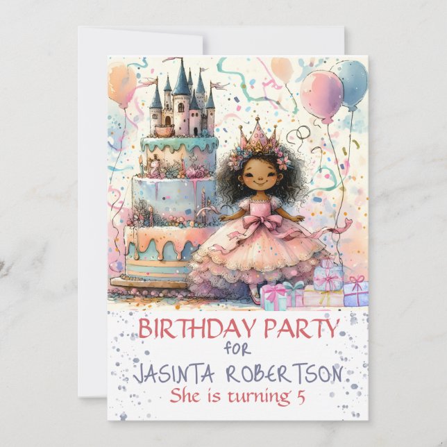 African American Crown Princess Castle Abstract  Invitation (Front)