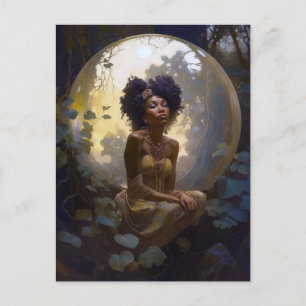 African American Crystal Ball Fantasy Postcard