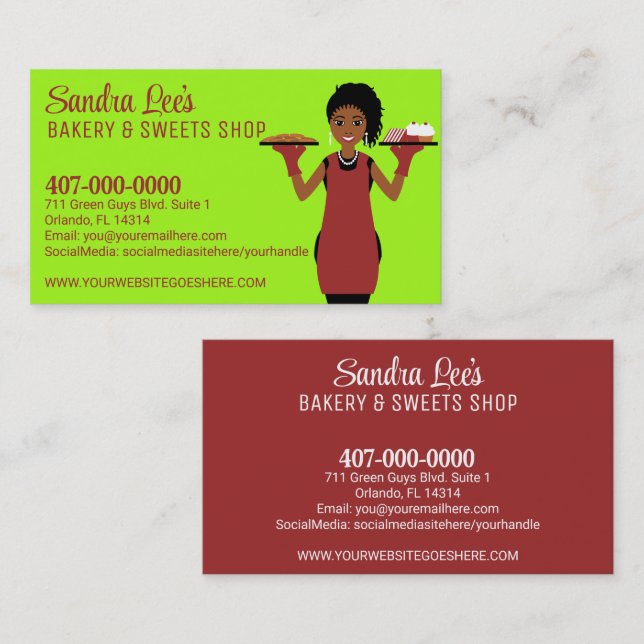 African American Cupcake Baker/Bakery Template Business Card (Front/Back)