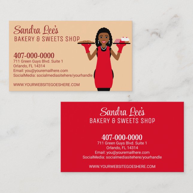 African American Cupcake Baker/Bakery Template Business Card (Front/Back)
