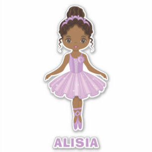 African American Cute Ballerina Girl Vinyl Sticker