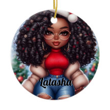 African American Cute Christmas woman
