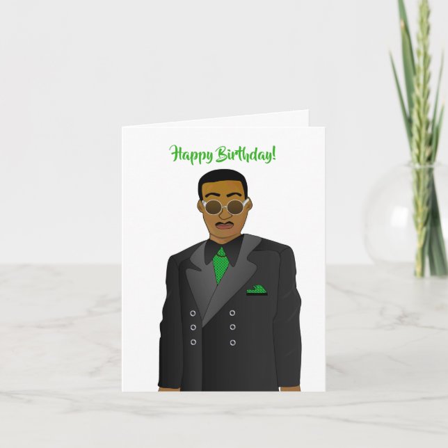 African American Dad In Suit Tie Birthday  Card (Front)