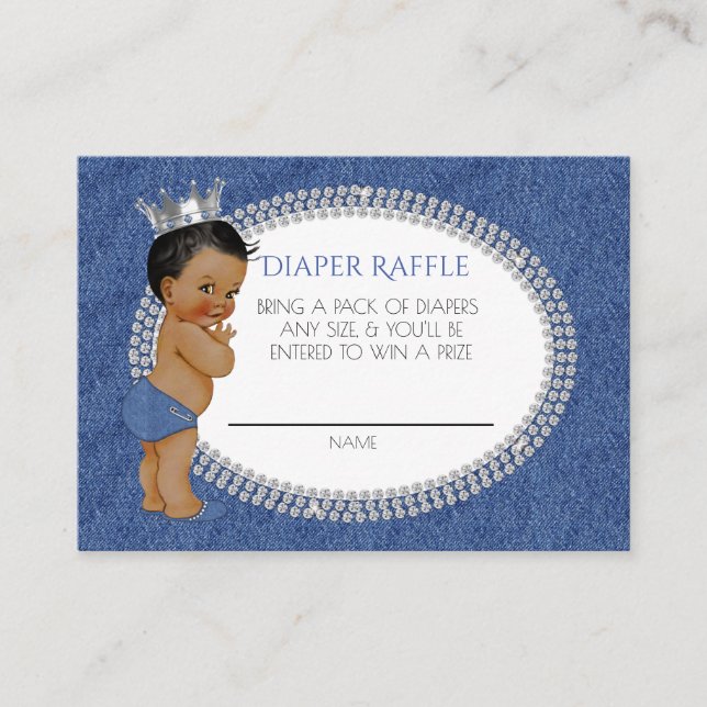 African American Denim & Diamonds Diaper Raffle Enclosure Card (Front)