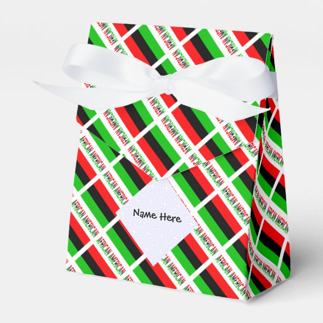 African American Diaspora Flag Tiled Personalised  Favour Box (Front Side)