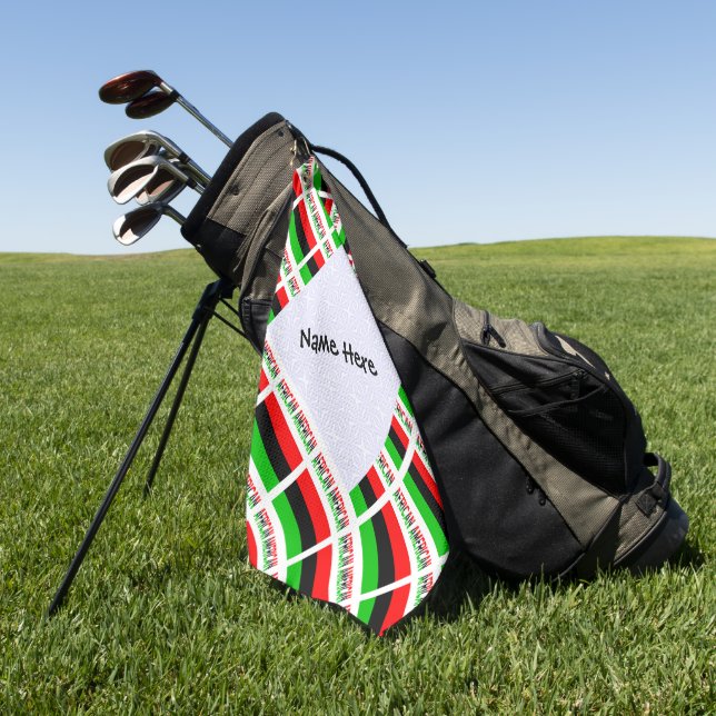 African American Diaspora Flag Tiled Personalised  Golf Towel (Green)