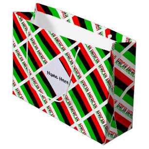 African American Diaspora Flag Tiled Personalised  Large Gift Bag