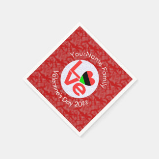 African American Diaspora Love Red Napkin