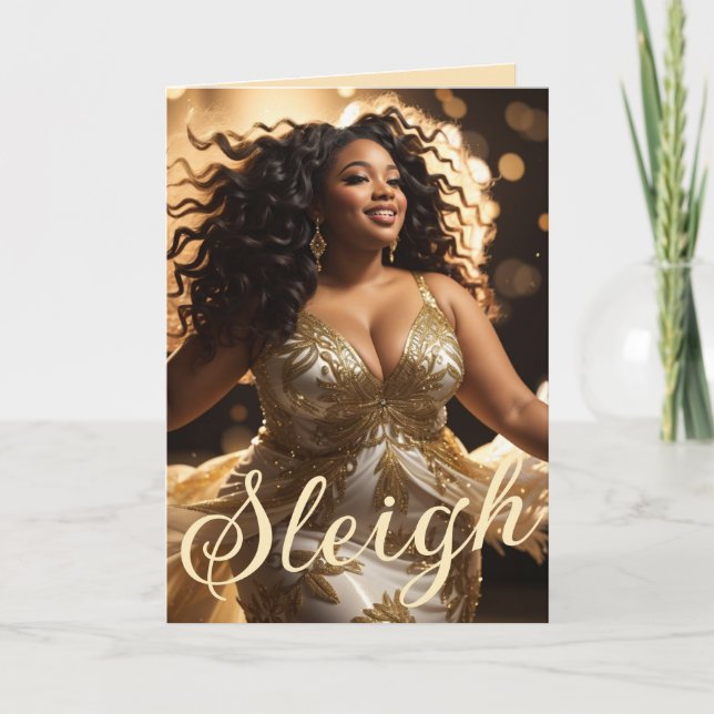 African American Diva: Holiday Glamour Christmas Card (Front)