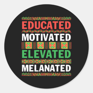 African American Educated Motivated Elevated Melan Classic Round Sticker