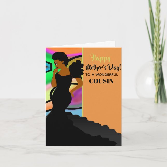 African American Elegant Cousin Happy Mother's Day Card (Front)