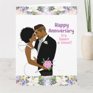 African American Elegant Floral Anniversary Card